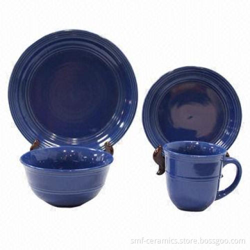 16-piece Embossed Ceramic Dinnerware Set, Various Glazes are Available